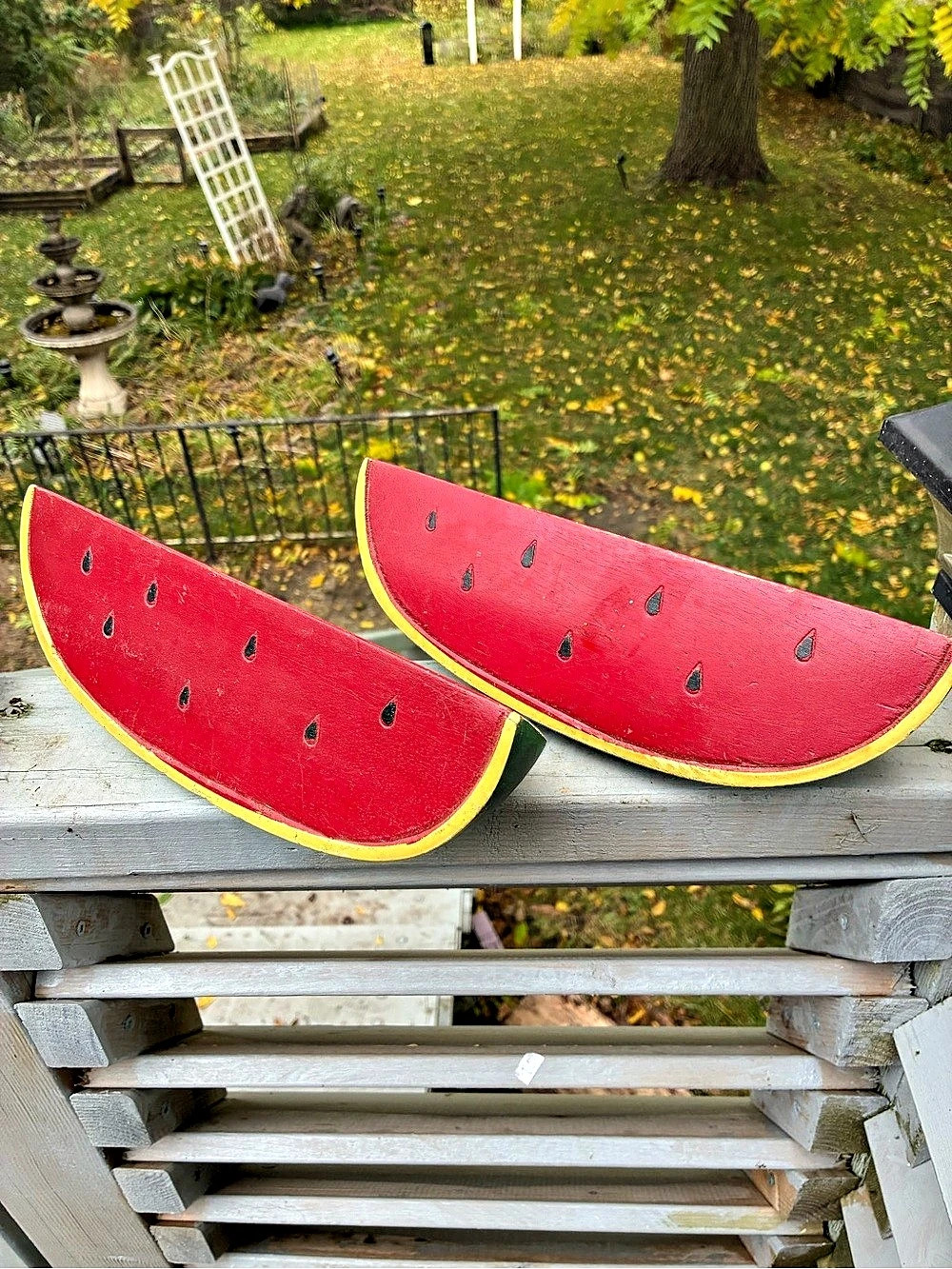 Folk Art Wooden  Watermelon Slice Set